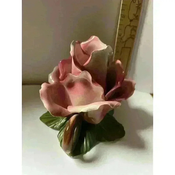 Vintage Italian Capodimonte Porcelain Pink Rose - Picture 4 of 8